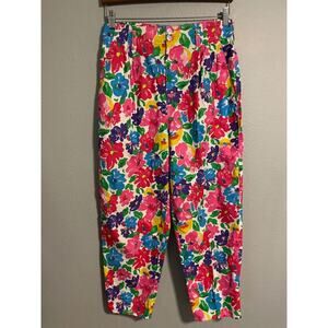 Vintage Max & Diane Womens Parachute Pants Large Floral Pleated Artsy Boho 90s